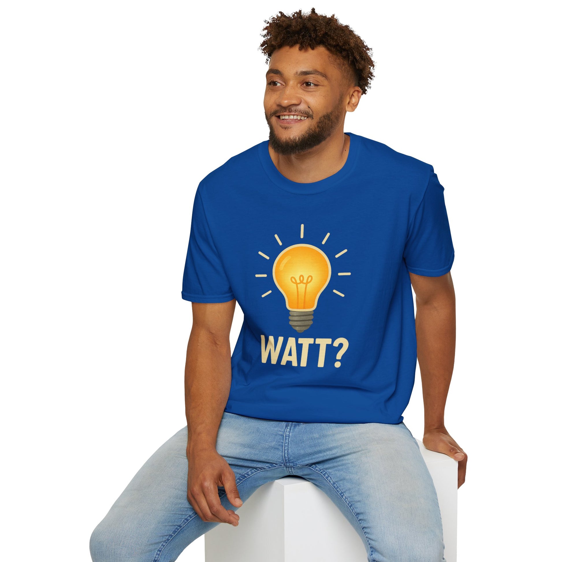 Watt? Lightbulb Unisex Softstyle T-Shirt - Clever & Fun Graphic Tee – Freches Satire-Design für mutige Statements | True Insights