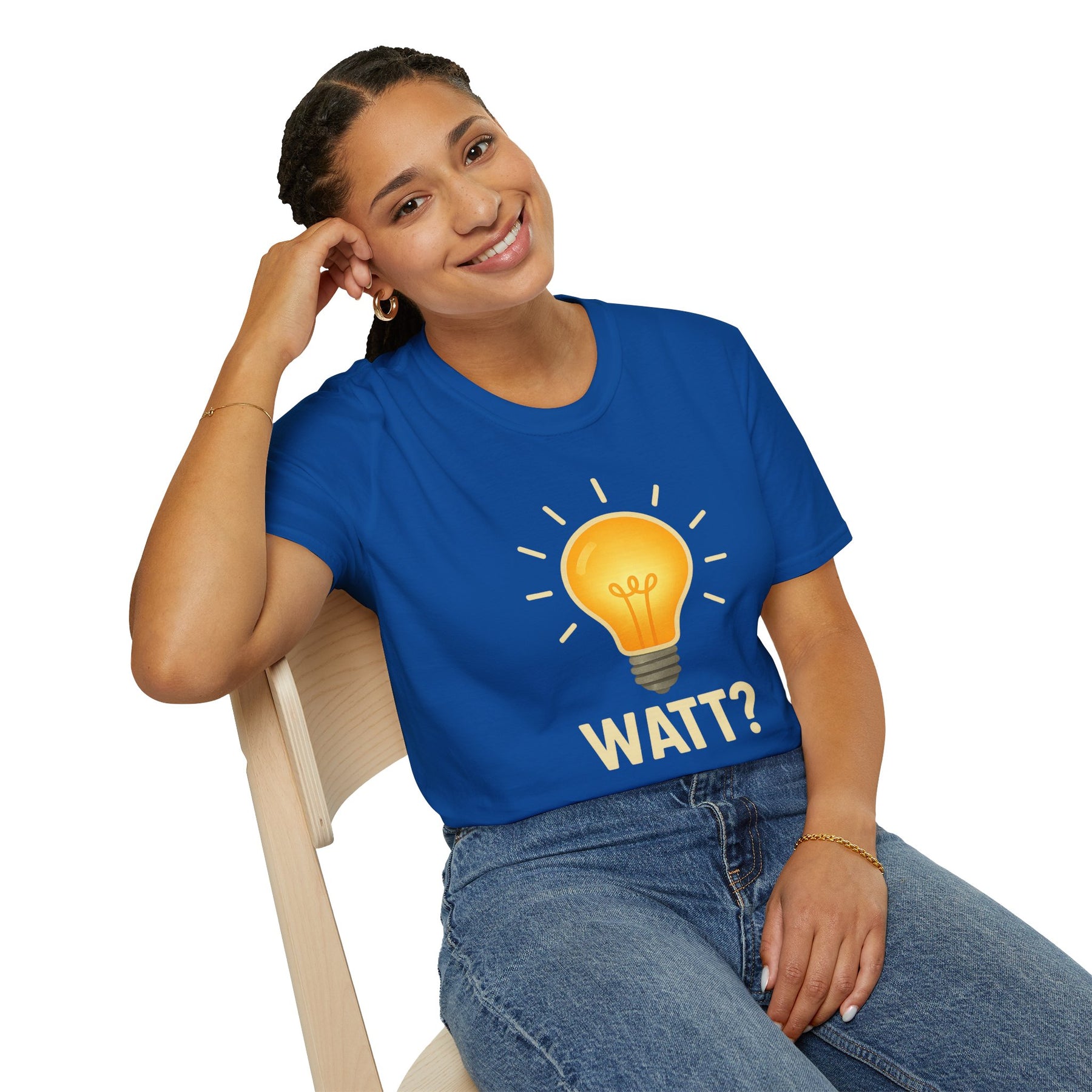 Watt? Lightbulb Unisex Softstyle T-Shirt - Clever & Fun Graphic Tee – Freches Satire-Design für mutige Statements | True Insights