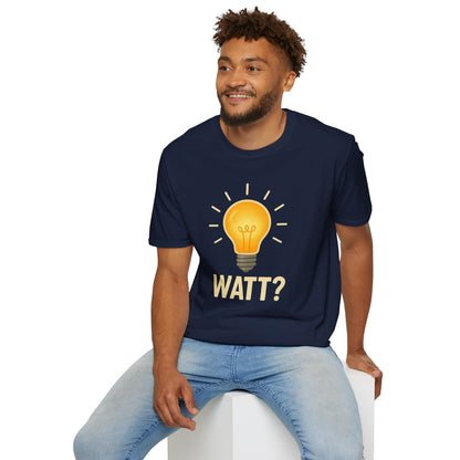 Watt? Lightbulb Unisex Softstyle T-Shirt - Clever & Fun Graphic Tee – Freches Satire-Design für mutige Statements | True Insights