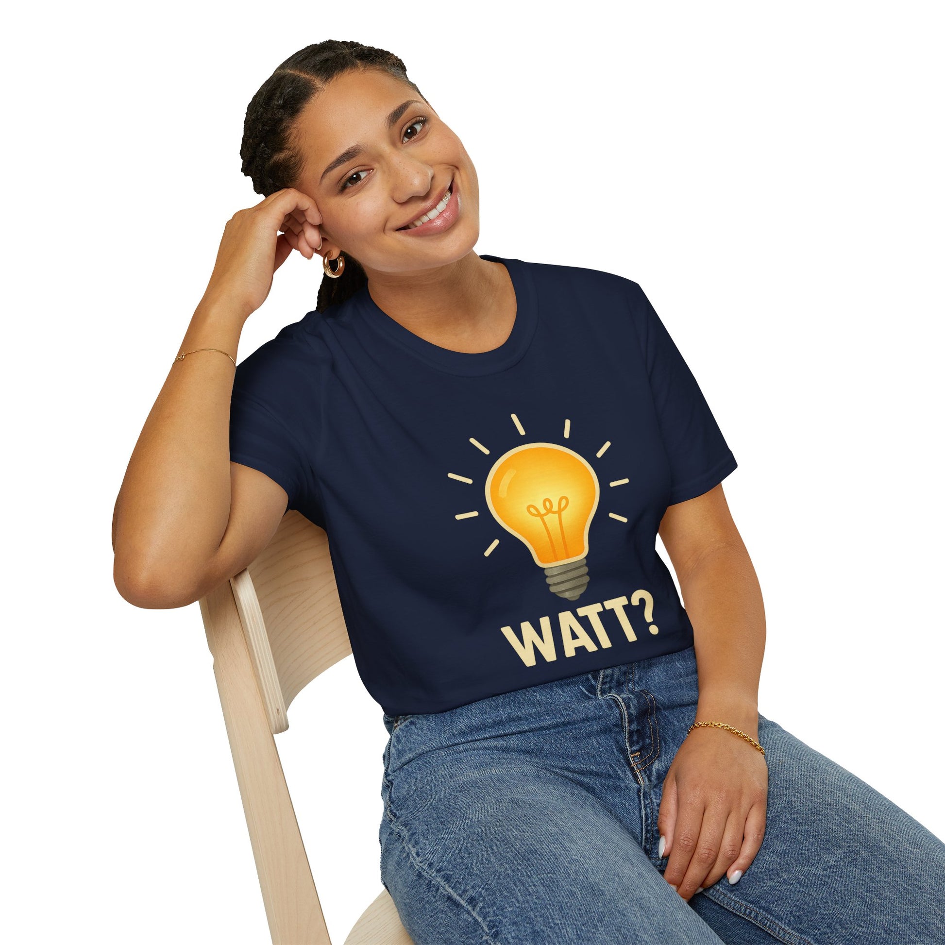 Watt? Lightbulb Unisex Softstyle T-Shirt - Clever & Fun Graphic Tee – Freches Satire-Design für mutige Statements | True Insights