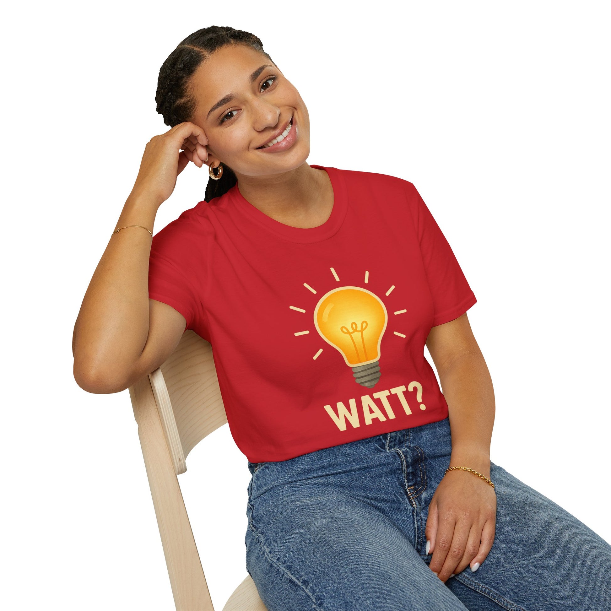 Watt? Lightbulb Unisex Softstyle T-Shirt - Clever & Fun Graphic Tee – Freches Satire-Design für mutige Statements | True Insights