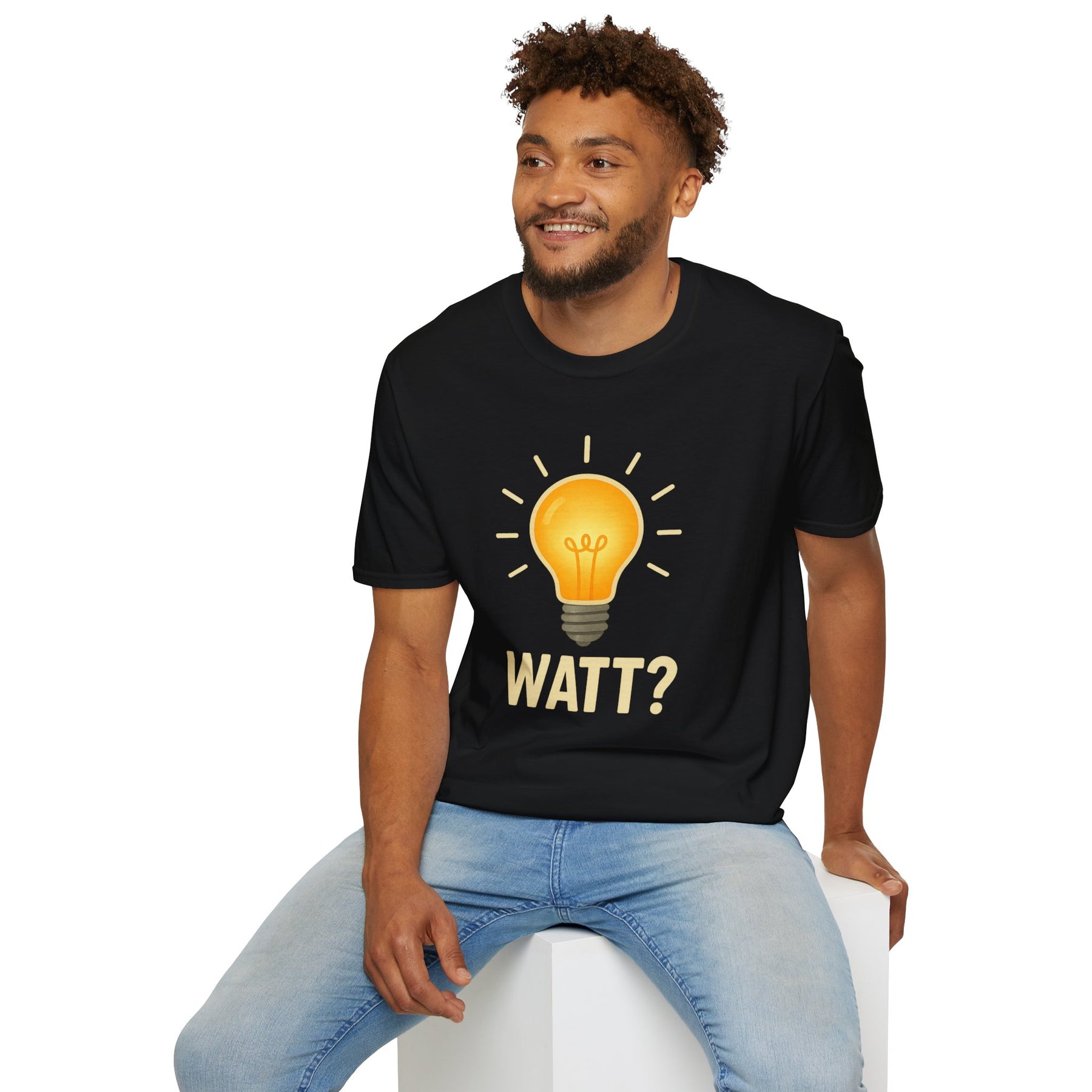 Watt? Lightbulb Unisex Softstyle T-Shirt - Clever & Fun Graphic Tee – Freches Satire-Design für mutige Statements | True Insights
