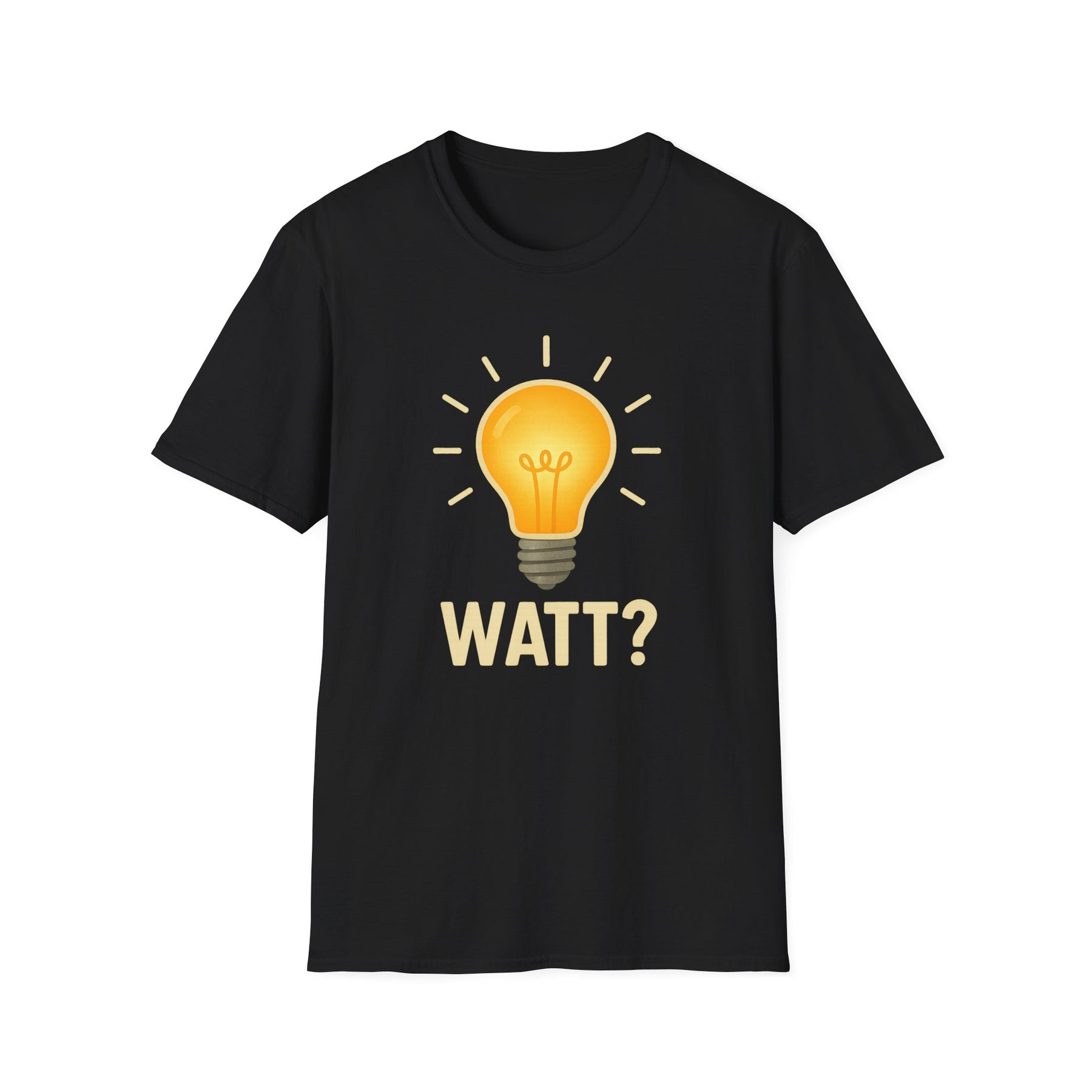 Watt? Lightbulb Unisex Softstyle T-Shirt - Clever & Fun Graphic Tee – Freches Satire-Design für mutige Statements | True Insights