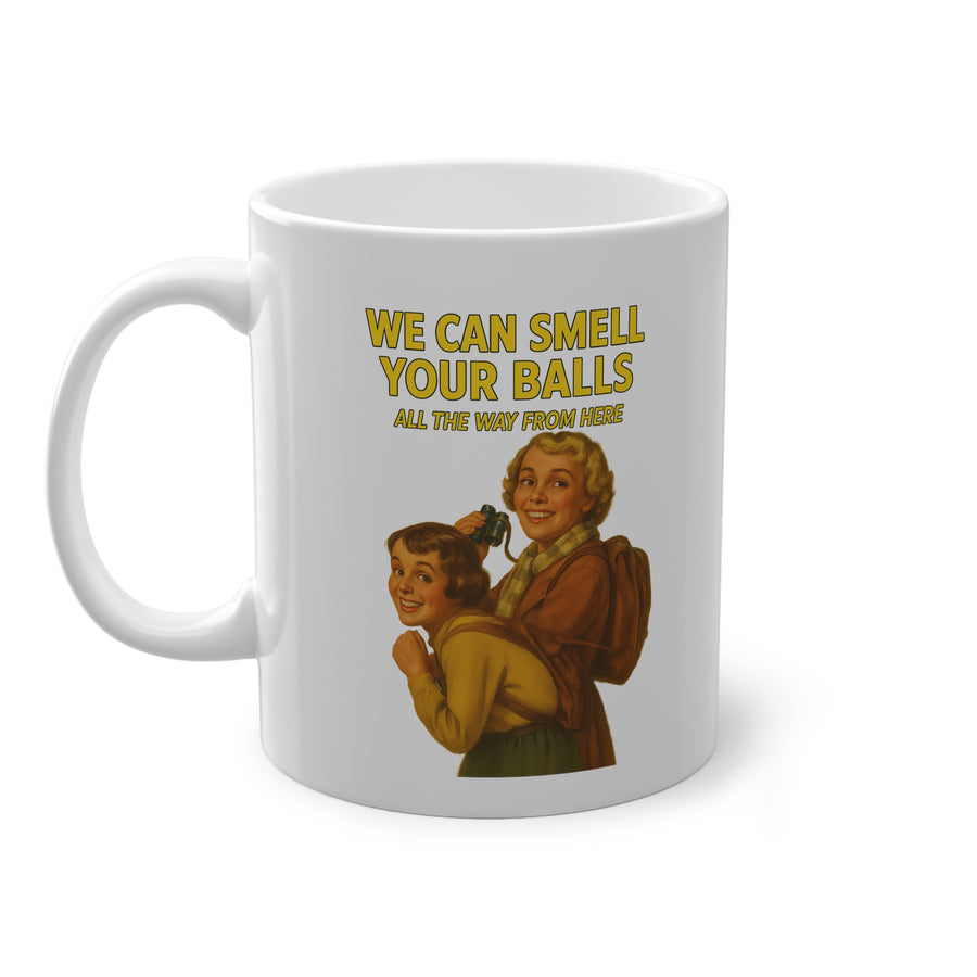 True Insights Tasse We Can Smell Your Balls satirischer Spruch in Weiß