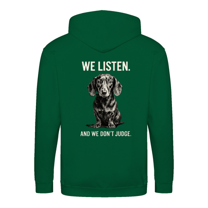 We Listen Hoodie – Dackel Design | Humorvolles Statement Sweatshirt-Zip Hoodie-True Insights