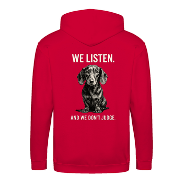 We Listen Hoodie – Dackel Design | Humorvolles Statement Sweatshirt-Zip Hoodie-True Insights