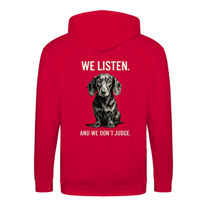 We Listen Hoodie – Dackel Design | Humorvolles Statement Sweatshirt-Zip Hoodie-True Insights