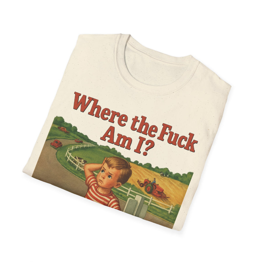 WTF Shirt Where the Fuck Am I - Vintage Retro Design Baumwolle