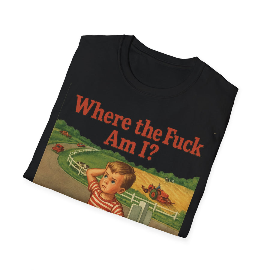WTF Shirt Where the Fuck Am I - Vintage Retro Design Baumwolle