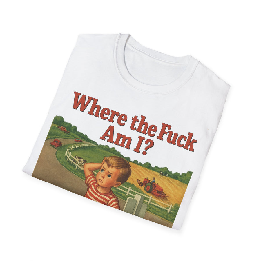 WTF Shirt Where the Fuck Am I - Vintage Retro Design Baumwolle