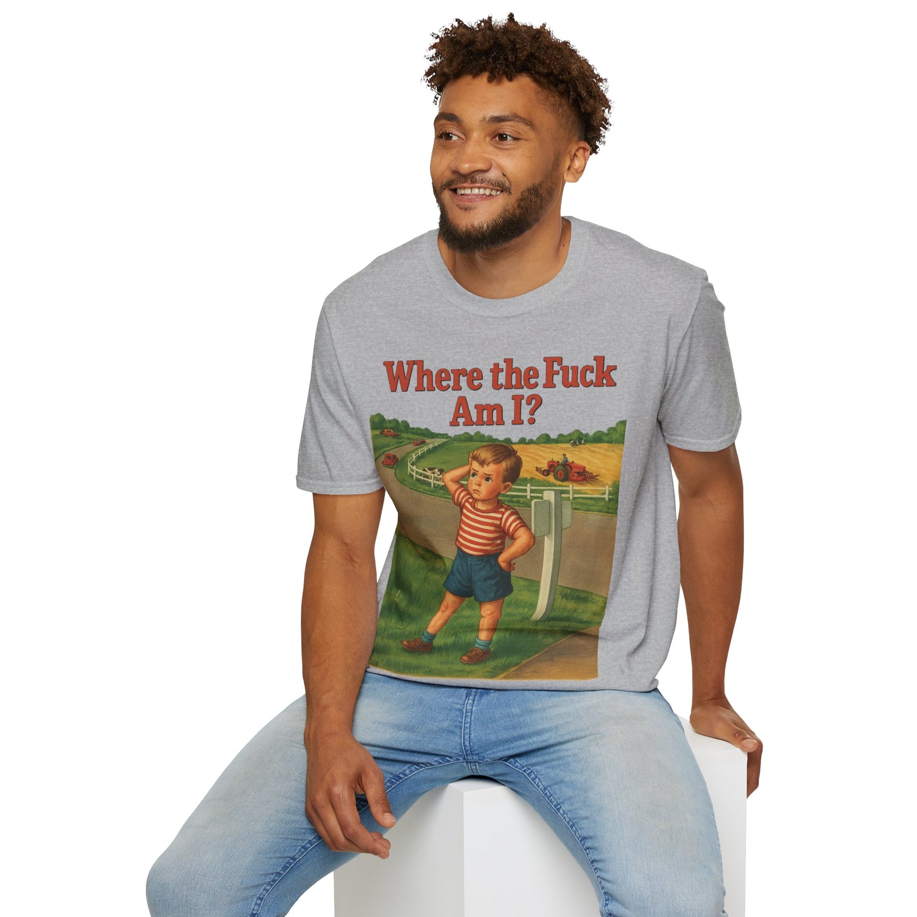 Where the Fuck Am I? T-Shirt– Vintage Look mit modernem WTF-Moment | Retro-Meme Pullover – Freches Satire-Design für mutige Statements | True Insights