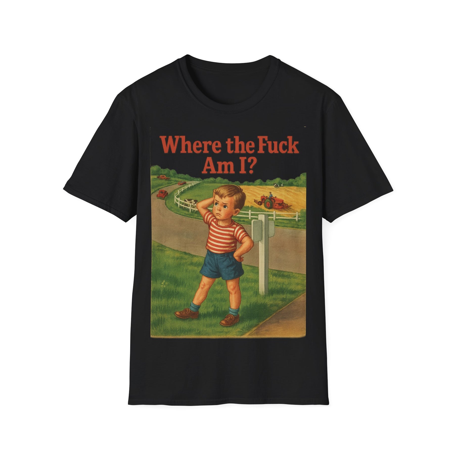 Where the Fuck Am I? T-Shirt– Vintage Look mit modernem WTF-Moment | Retro-Meme Pullover – Freches Satire-Design für mutige Statements | True Insights