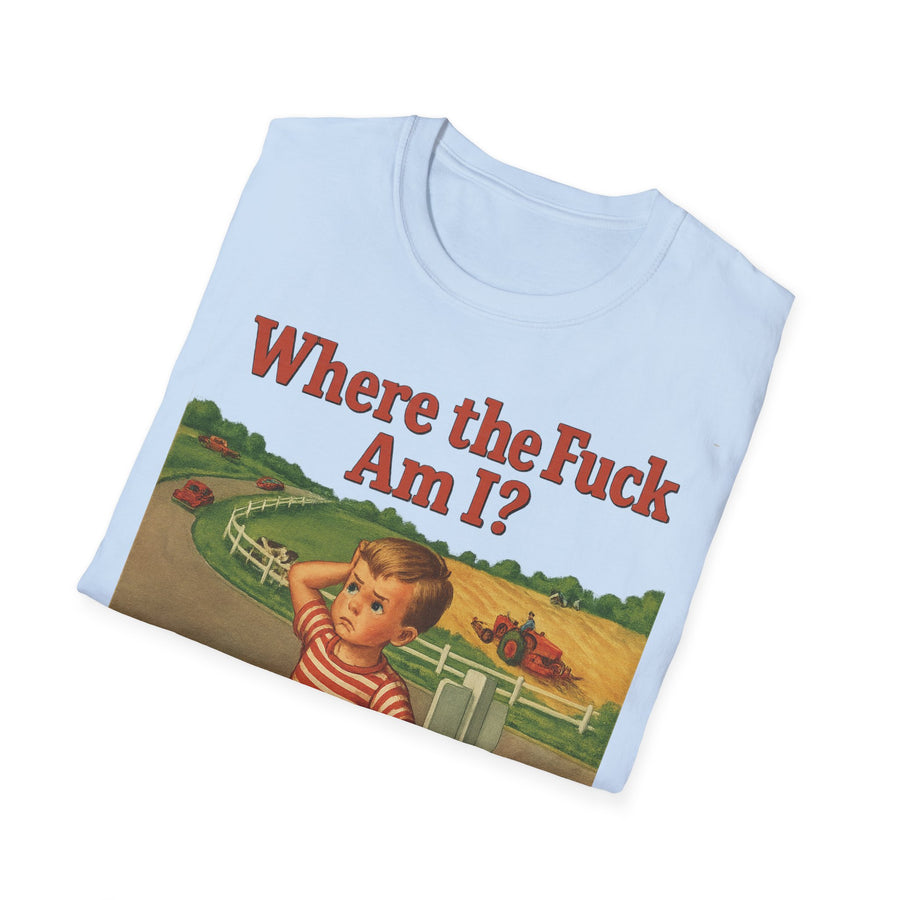 WTF Shirt Where the Fuck Am I - Vintage Retro Design Baumwolle