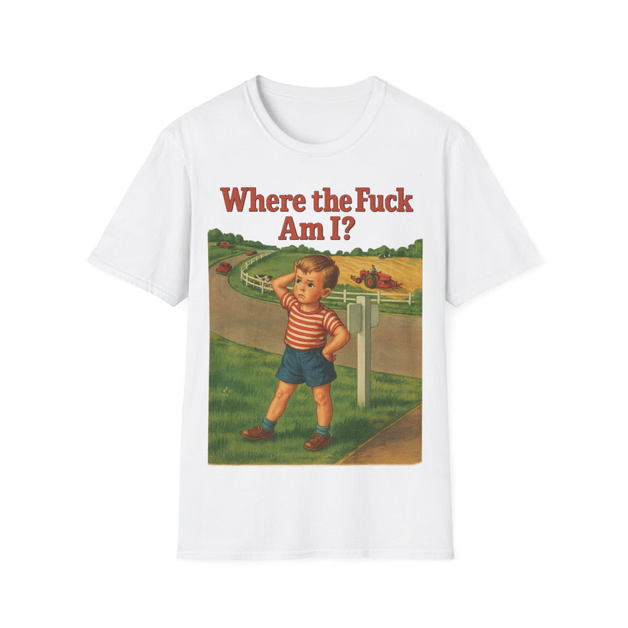 WTF Shirt Where the Fuck Am I - Vintage Retro Design Baumwolle