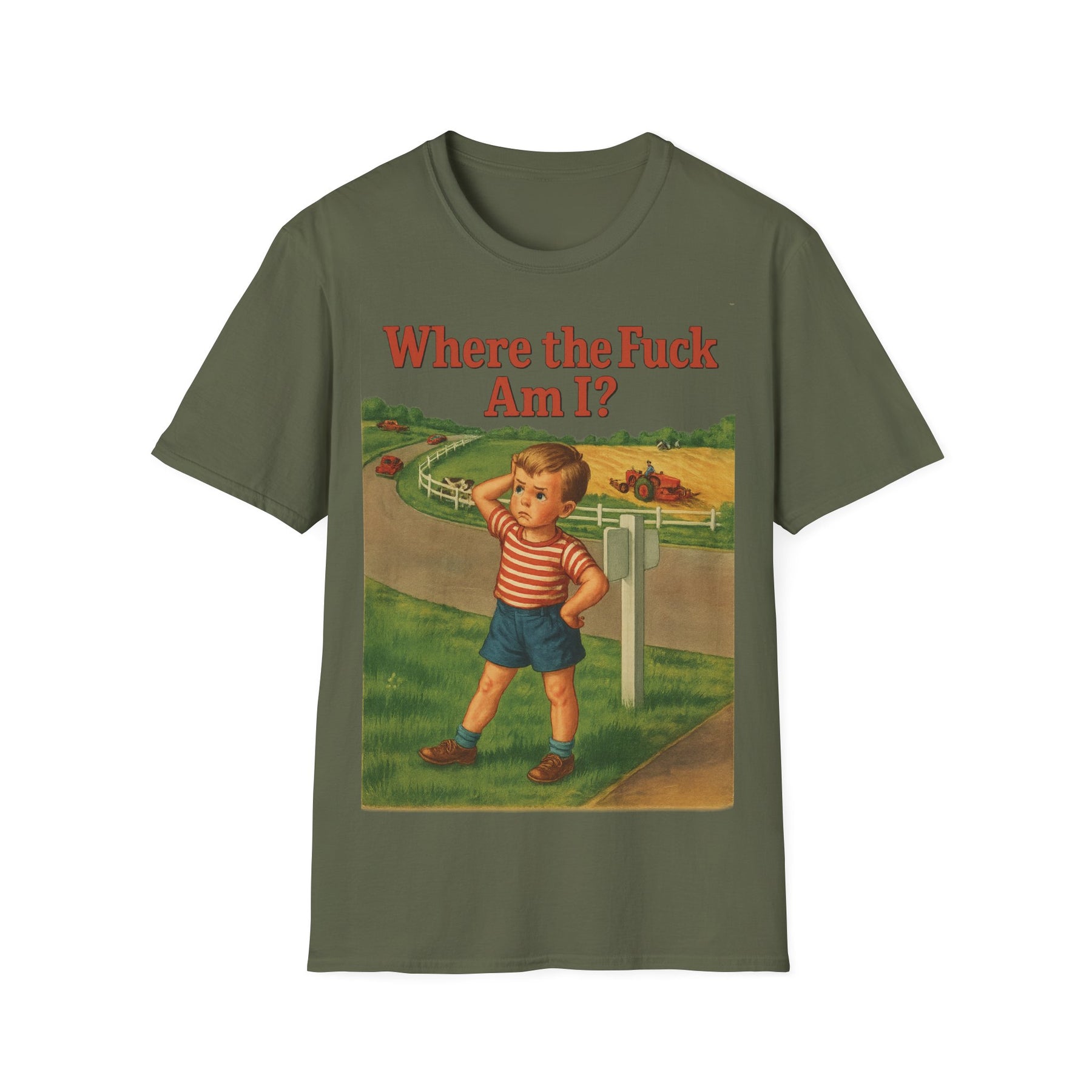 Where the Fuck Am I? T-Shirt– Vintage Look mit modernem WTF-Moment | Retro-Meme Pullover – Freches Satire-Design für mutige Statements | True Insights