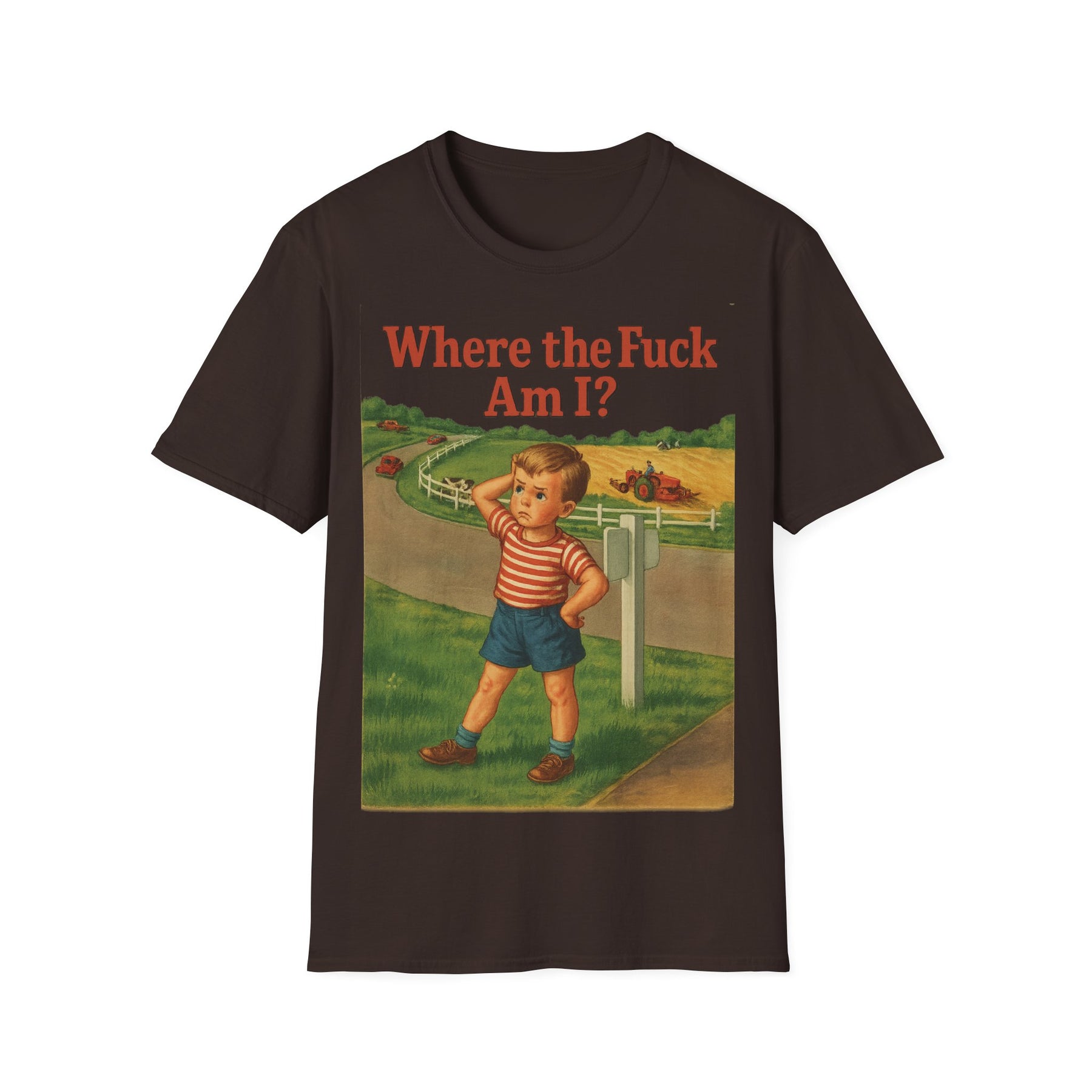 Where the Fuck Am I? T-Shirt– Vintage Look mit modernem WTF-Moment | Retro-Meme Pullover – Freches Satire-Design für mutige Statements | True Insights