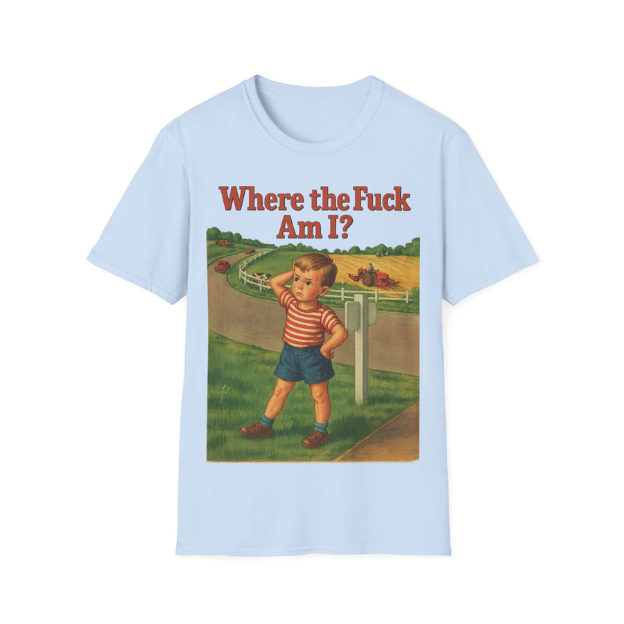 WTF Shirt Where the Fuck Am I - Vintage Retro Design Baumwolle