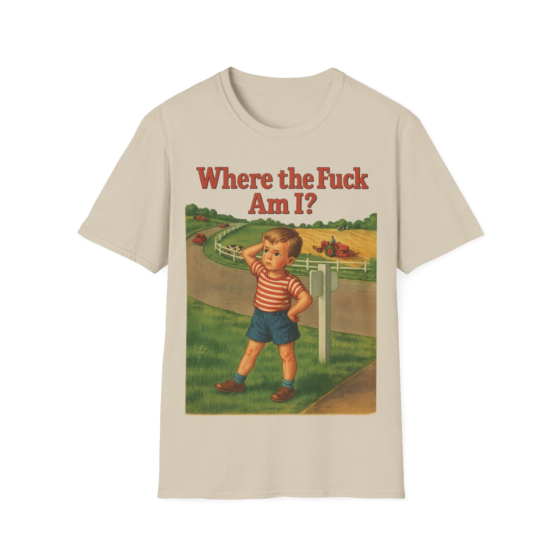 Where the Fuck Am I? T-Shirt– Vintage Look mit modernem WTF-Moment | Retro-Meme Pullover – Freches Satire-Design für mutige Statements | True Insights