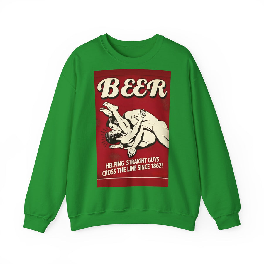 Funny retro beer sweatshirt – BEER - Helping Straight Guys Cross the Line Since 1862! Partywear statement