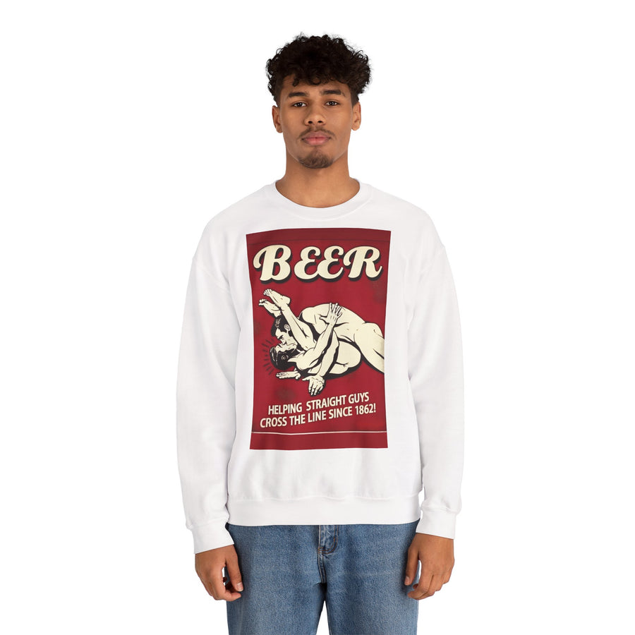 Funny retro beer sweatshirt – BEER - Helping Straight Guys Cross the Line Since 1862! Partywear statement