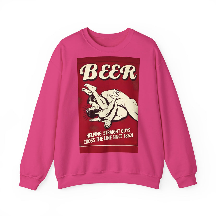 Funny retro beer sweatshirt – BEER - Helping Straight Guys Cross the Line Since 1862! Partywear statement