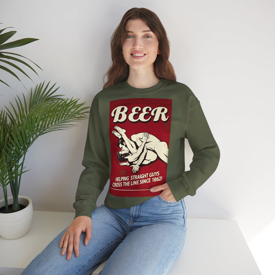Sweatshirt – Witziges Retro Bier Sweatshirt – BEER - Helping Straight Guys Cross the Line Since 1862! Partywear Statement | True Insights Design mit Humor