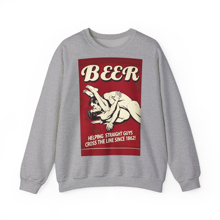 Funny retro beer sweatshirt – BEER - Helping Straight Guys Cross the Line Since 1862! Partywear statement