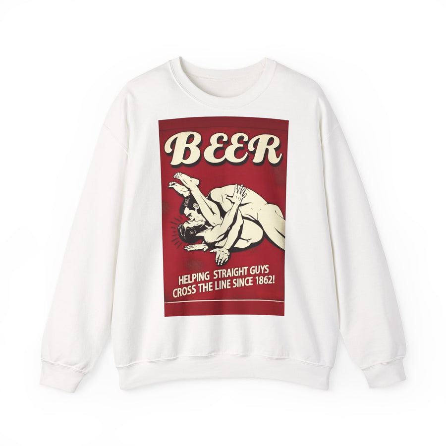 Funny retro beer sweatshirt – BEER - Helping Straight Guys Cross the Line Since 1862! Partywear statement
