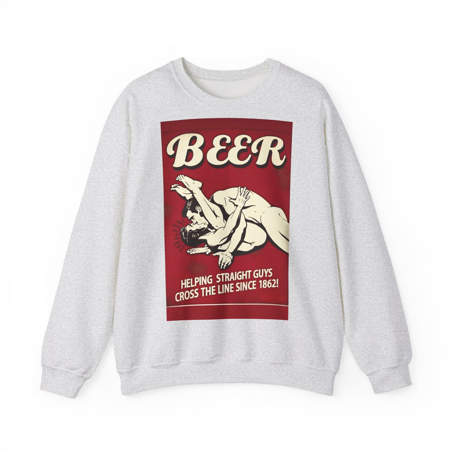 Funny retro beer sweatshirt – BEER - Helping Straight Guys Cross the Line Since 1862! Partywear statement