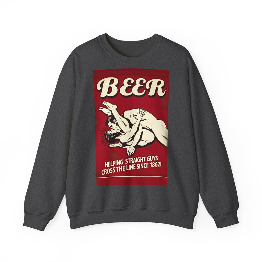 Funny retro beer sweatshirt – BEER - Helping Straight Guys Cross the Line Since 1862! Partywear statement