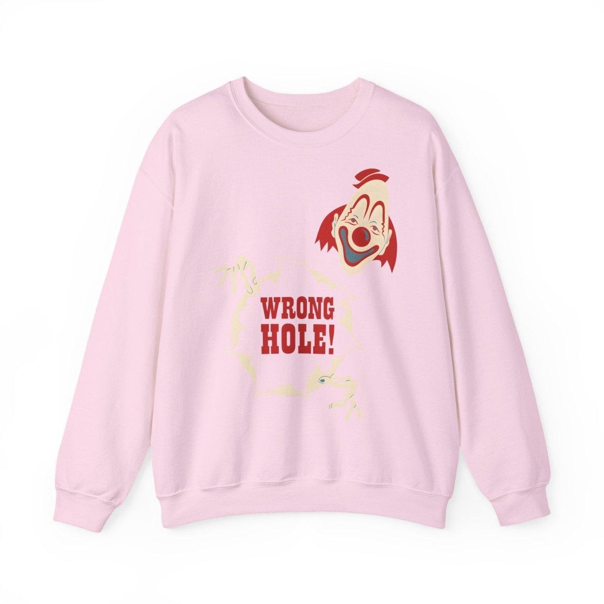 Sweatshirt – Wrong Hole! – Schwarzhumoriges Sweatshirt mit Clown-Design | True Insights Design mit Humor