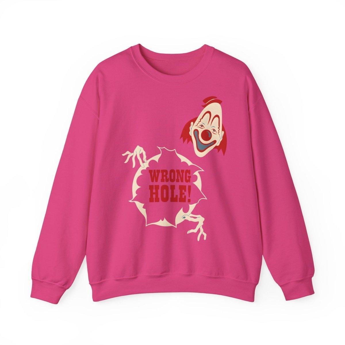 Sweatshirt – Wrong Hole! – Schwarzhumoriges Sweatshirt mit Clown-Design | True Insights Design mit Humor