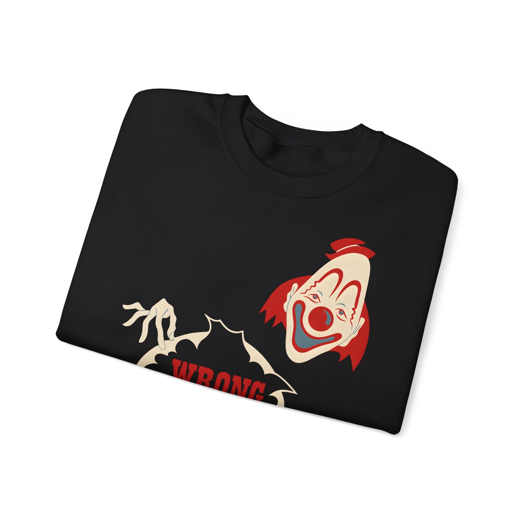 Sweatshirt – Wrong Hole! – Schwarzhumoriges Sweatshirt mit Clown-Design | True Insights Design mit Humor