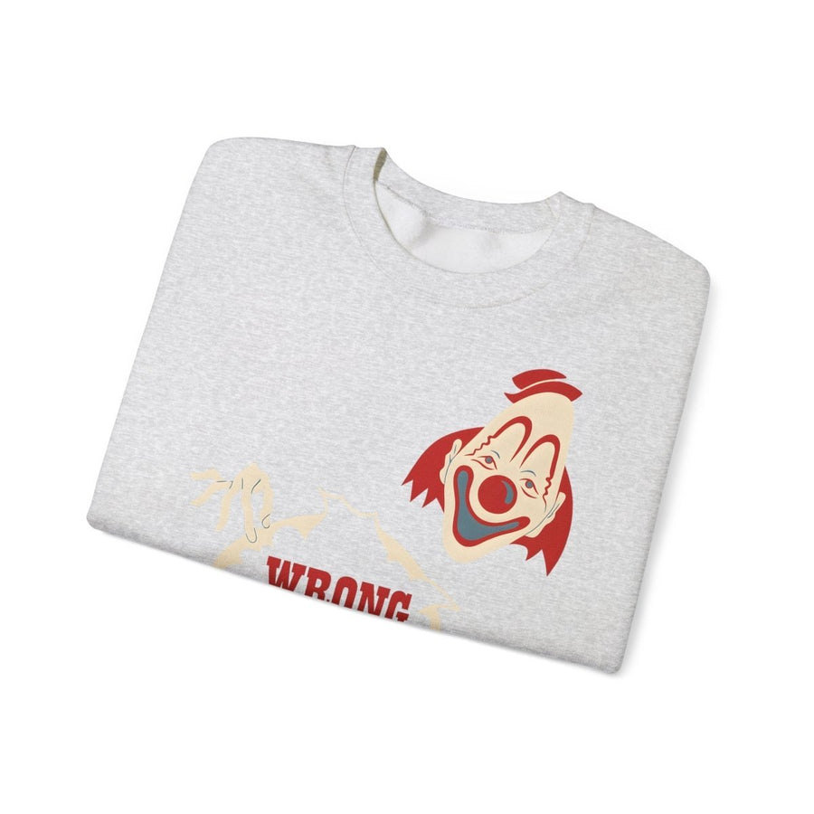 Sweatshirt – Wrong Hole! – Schwarzhumoriges Sweatshirt mit Clown-Design | True Insights Design mit Humor