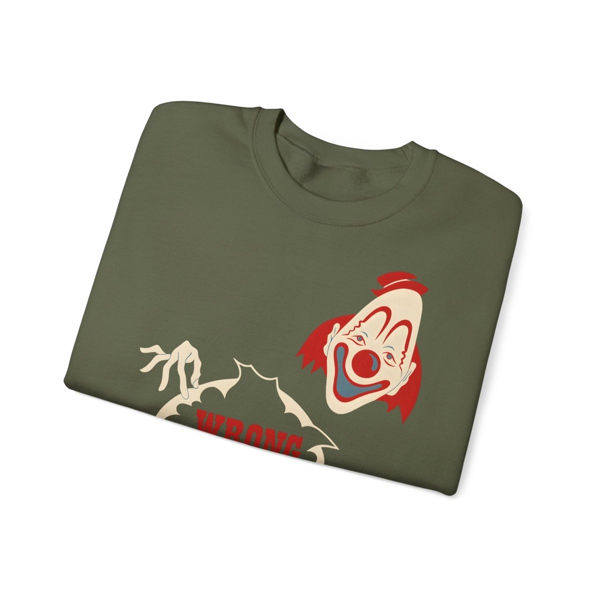 Sweatshirt – Wrong Hole! – Schwarzhumoriges Sweatshirt mit Clown-Design | True Insights Design mit Humor