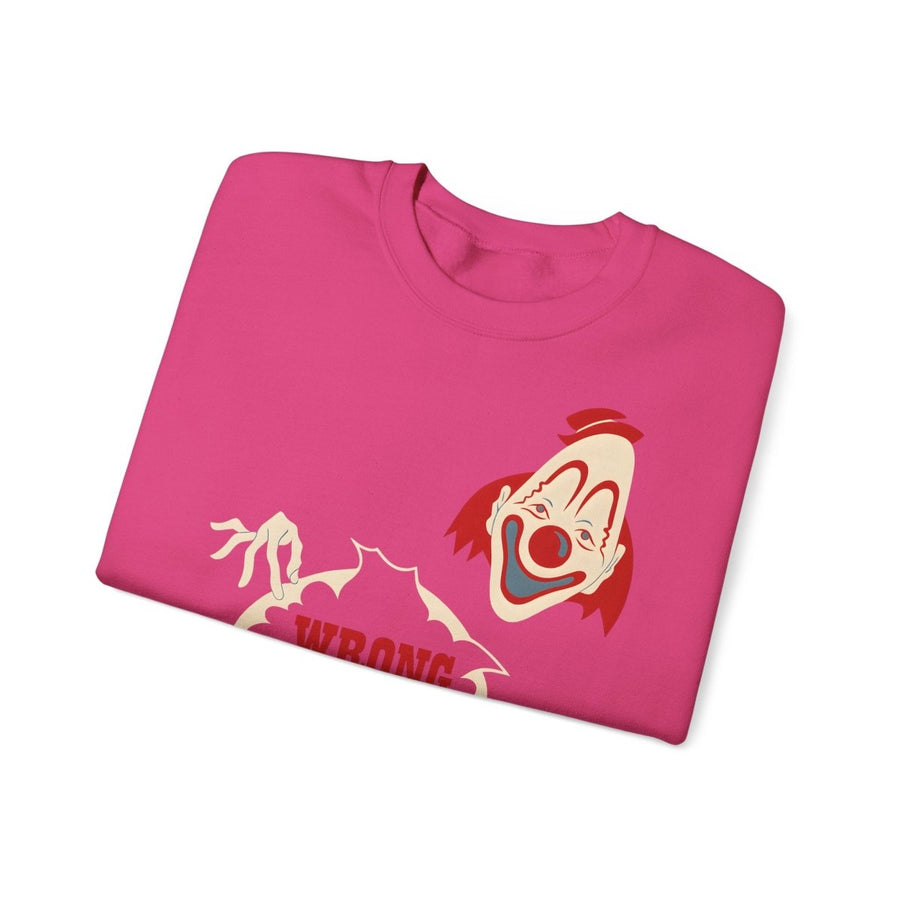 Sweatshirt – Wrong Hole! – Schwarzhumoriges Sweatshirt mit Clown-Design | True Insights Design mit Humor
