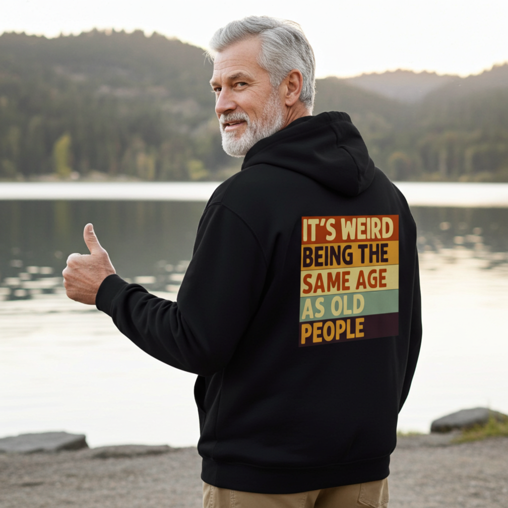 Zip Hoodie mit Spruch „It’s Weird Being the Same Age as Old People“ – Lustiger Kapuzenpullover mit Reißverschluss für Männer & Frauen-Zip Hoodie-True Insights